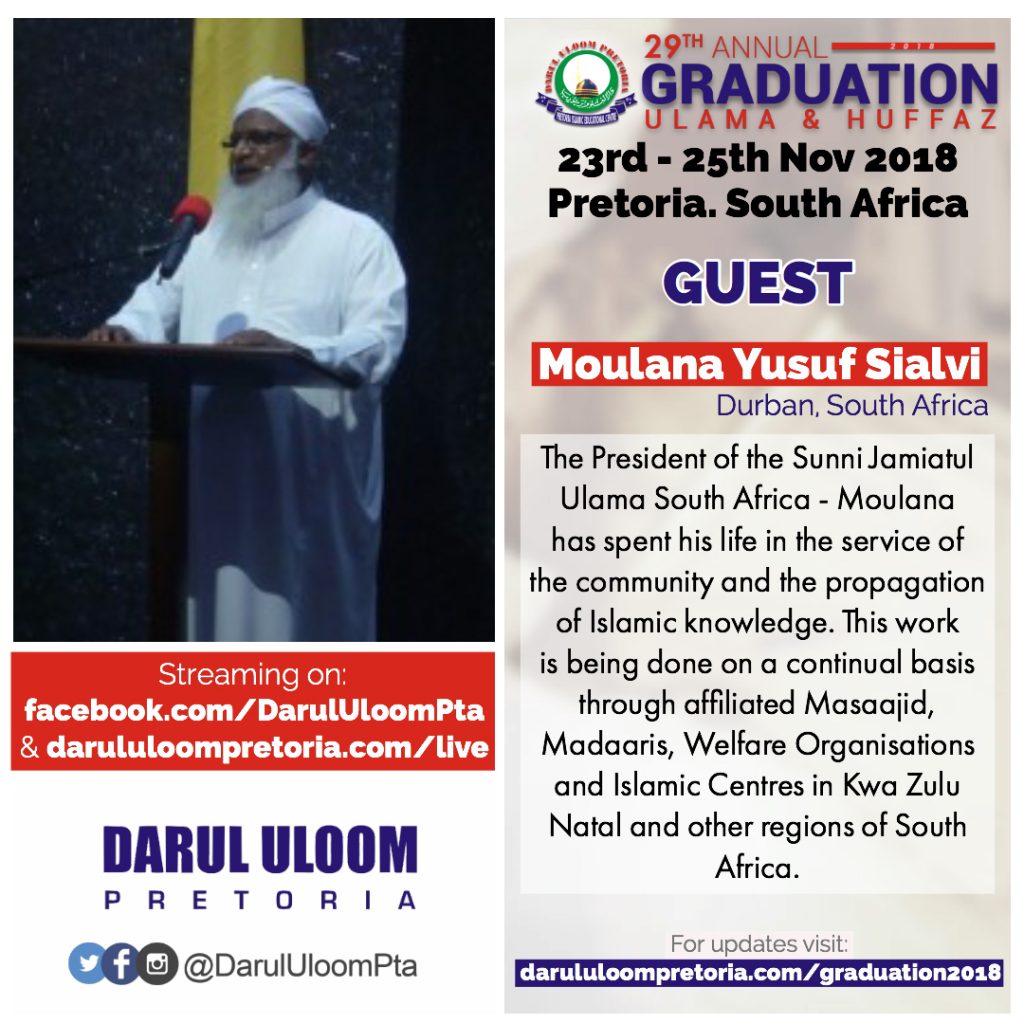 Moulana Yusuf Sialvi at Darul Uloom Pretoria's 29th Annual Graduation