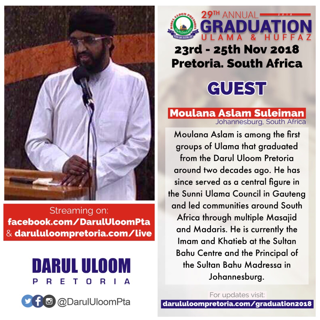 Moulana Aslam Suleiman at Darul Uloom Pretoria's 29th Annual Graduation