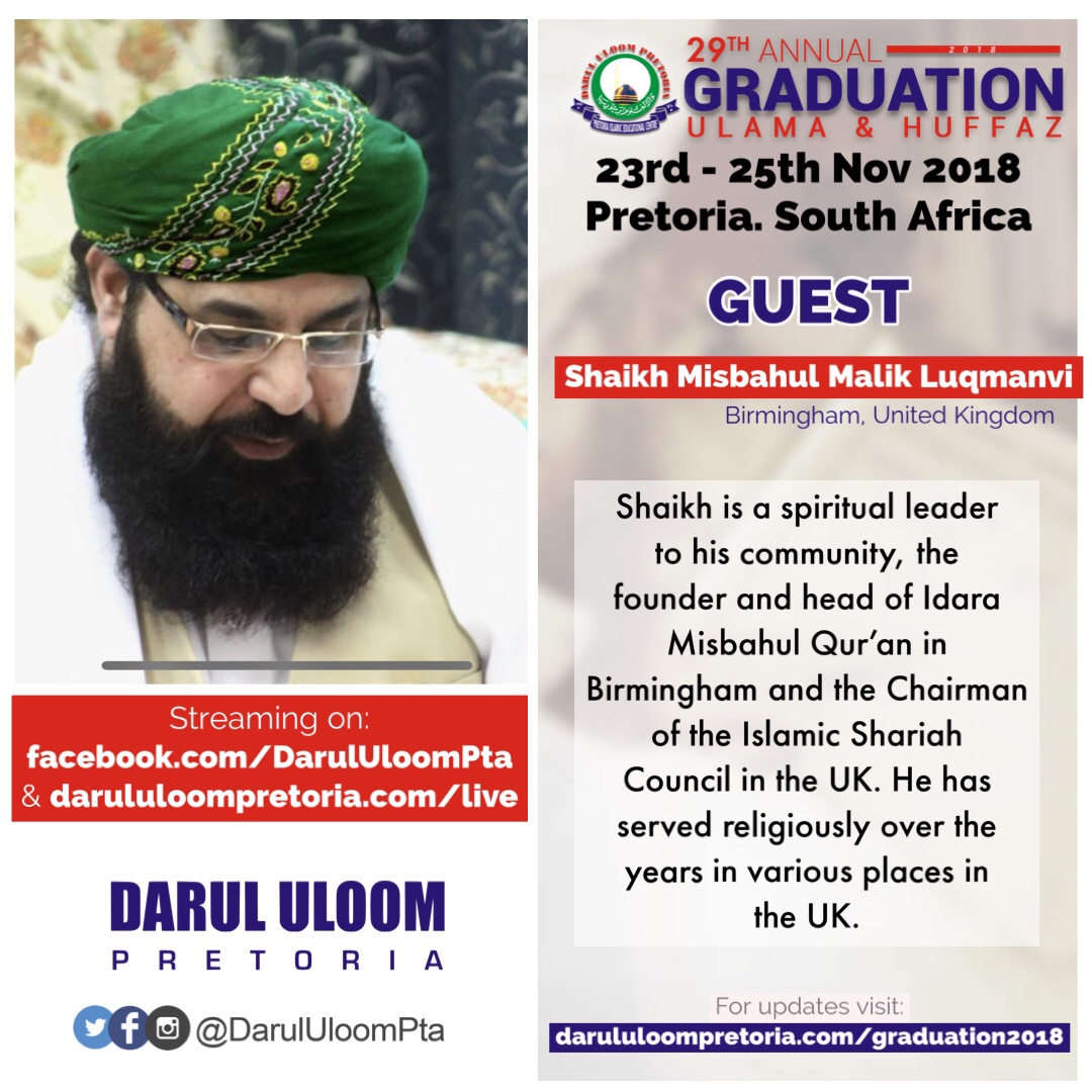 MouShaikh Luqmanvi at Darul Uloom Pretoria's 29th Annual Graduation