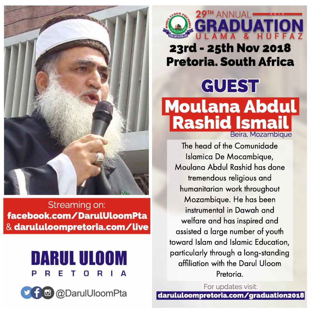 Moulana Abdul Rasheed at Darul Uloom Pretoria's 2018 Graduation